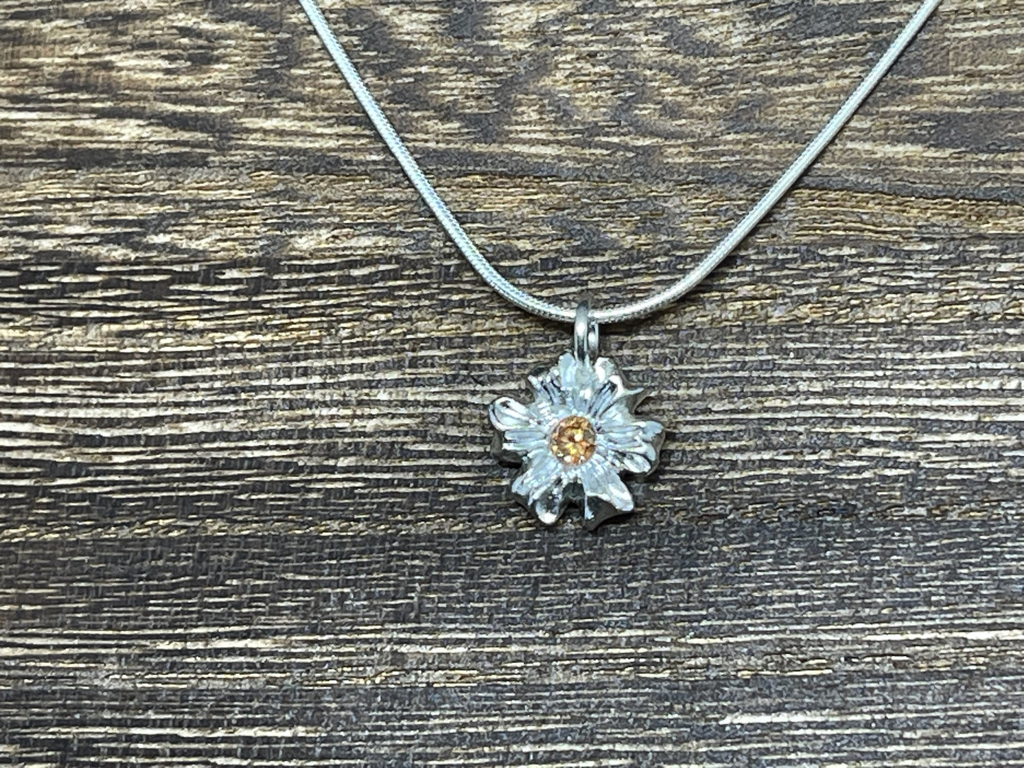 Flower Pendant : Orange CZ