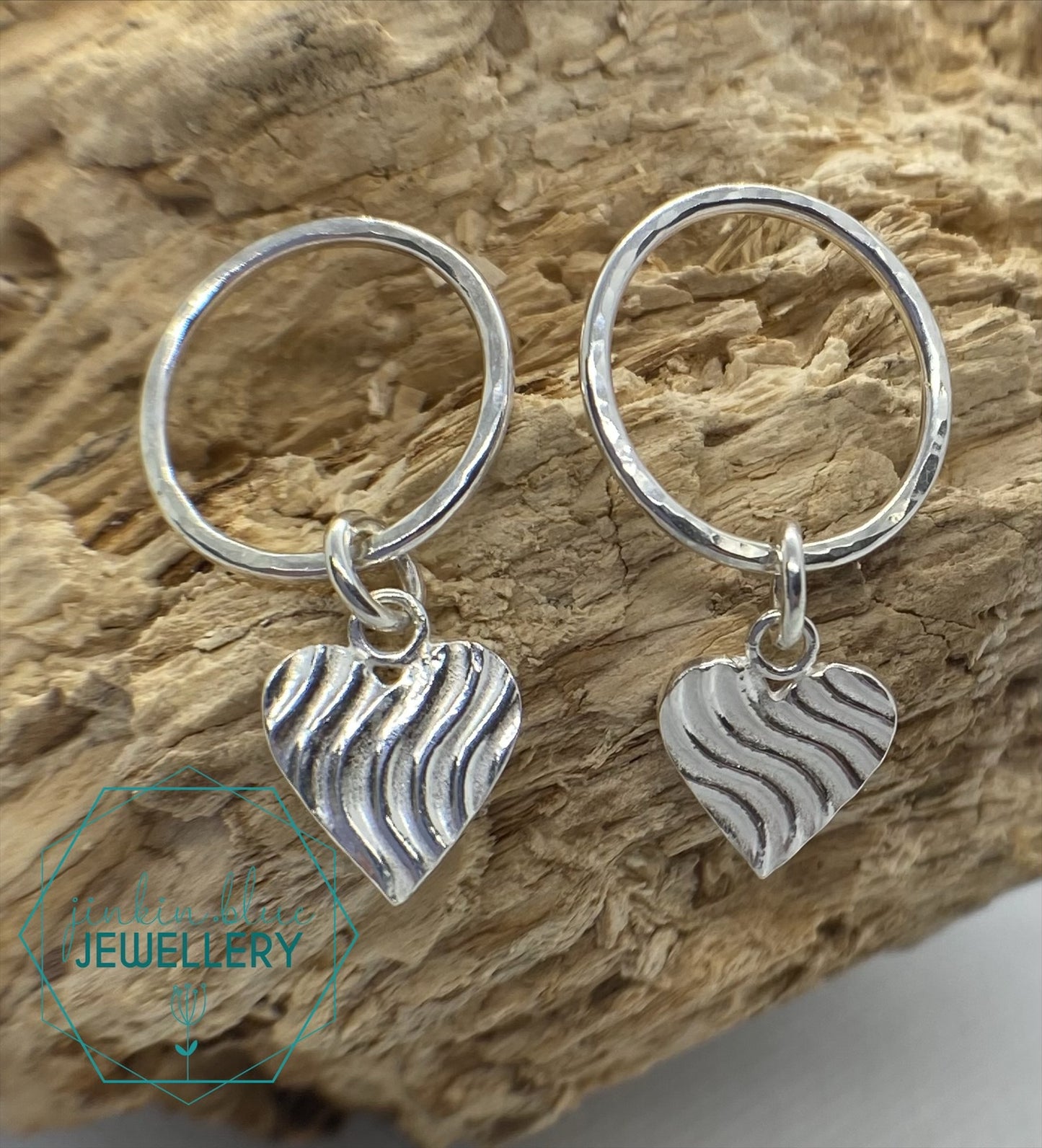 Wavy Heart Stud Earrings