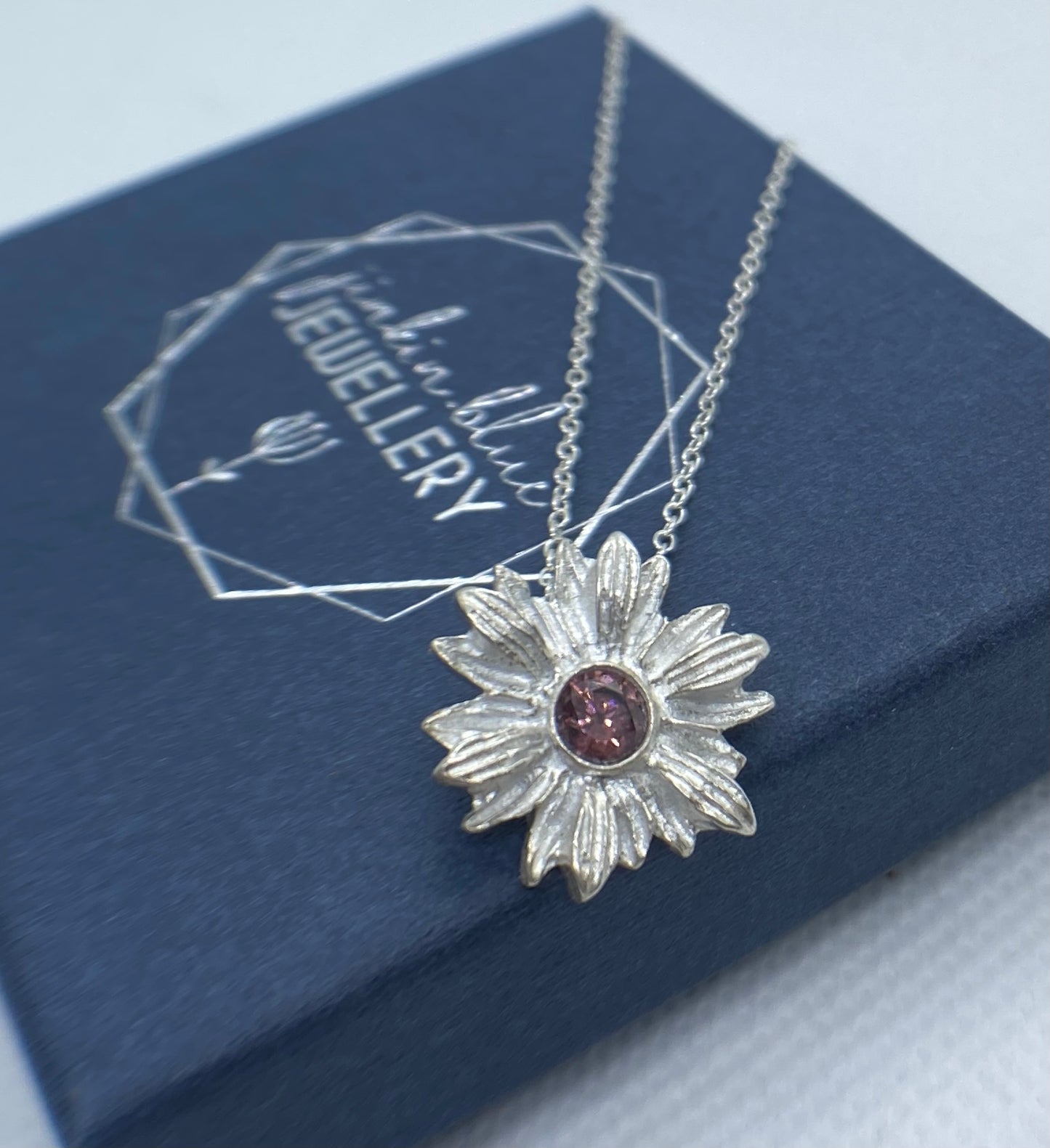 Large Flower Pendant - Smokey Pink CZ