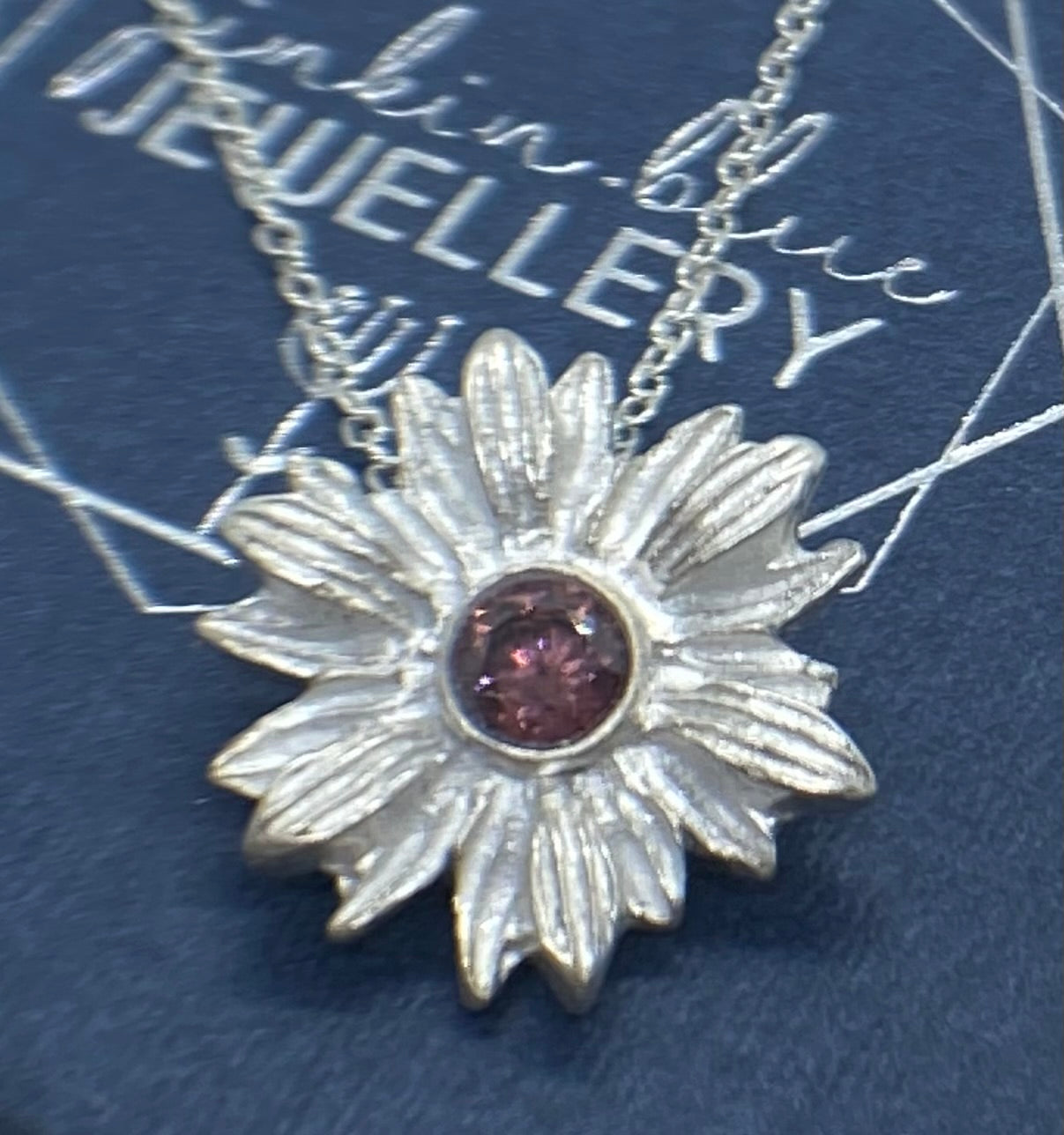 Large Flower Pendant - Smokey Pink CZ