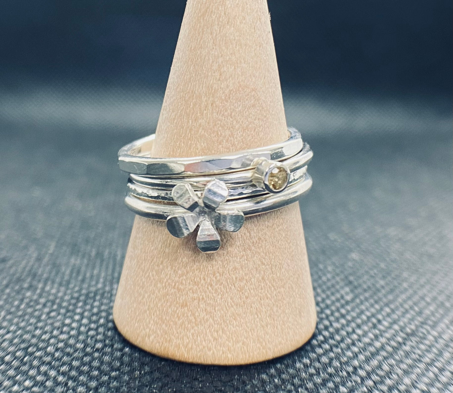 Spring Flower Stacking Ring Set