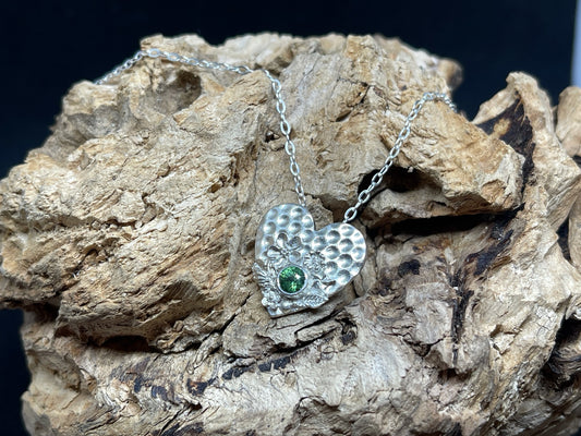 Heart Bouquet Pendant : Green Zircon
